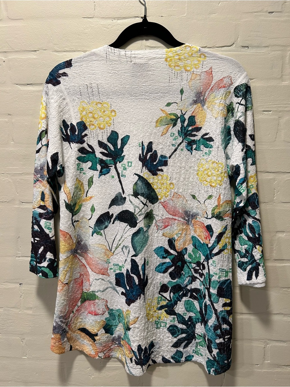 Inoah 3/4 Sleeve Floral A-line Hi Lo Top Size Small Art to Wear USA - Picture 6 of 6